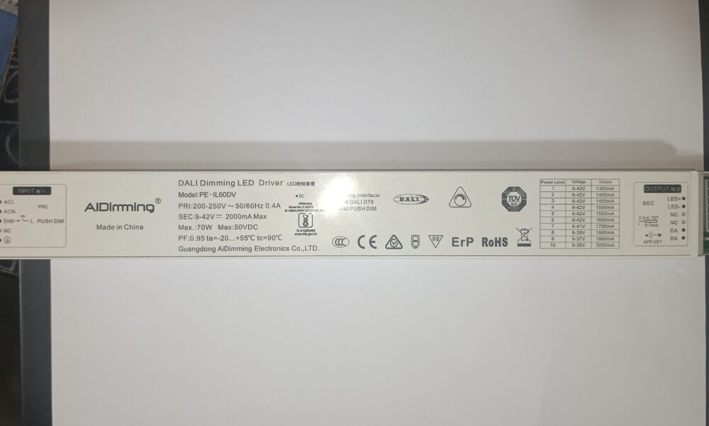 70w 9v Dali Dimming Dt6 LED Driver