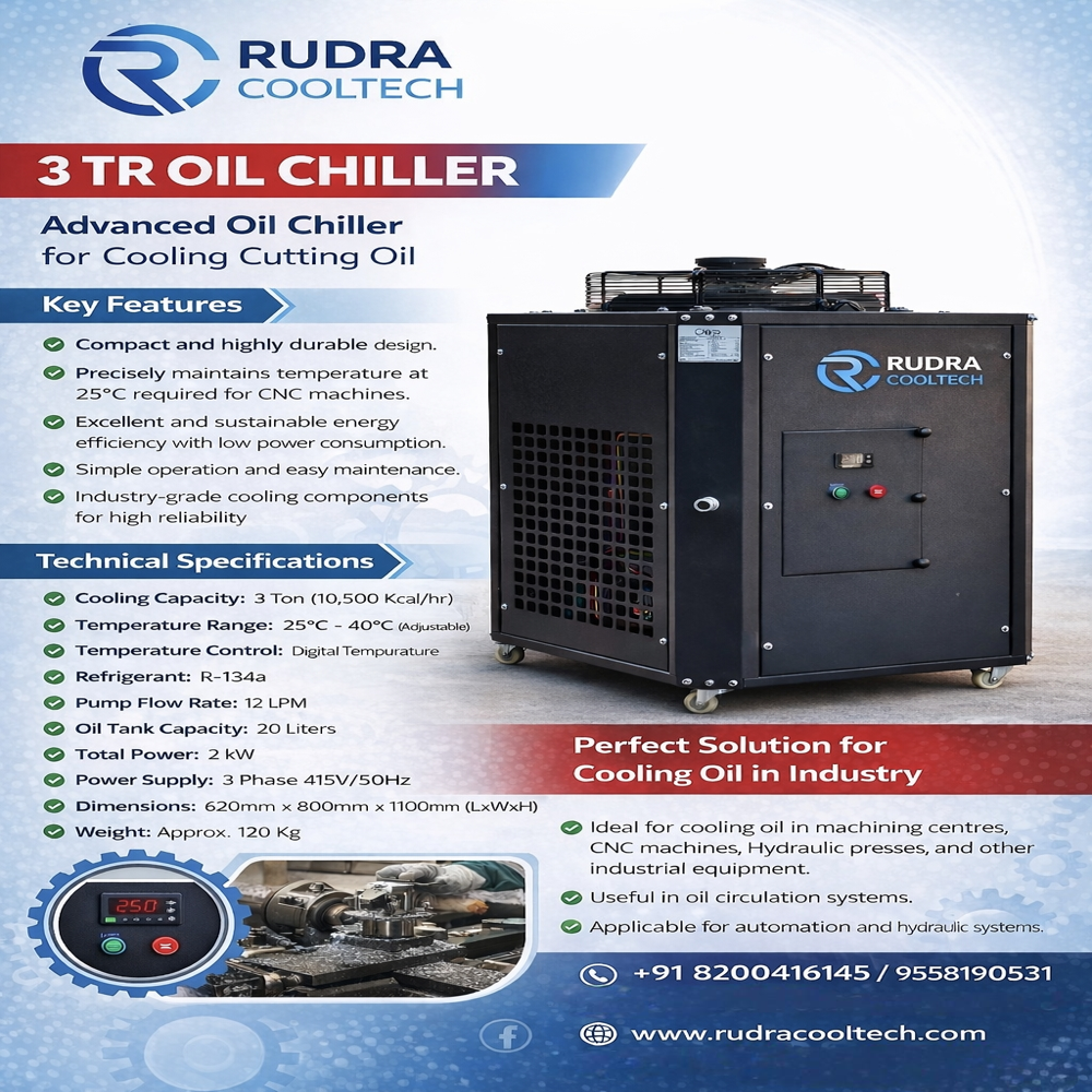 3 TR Oil Chiller Manufacturer in India | Industrial Hydraulic Oil Cooling System