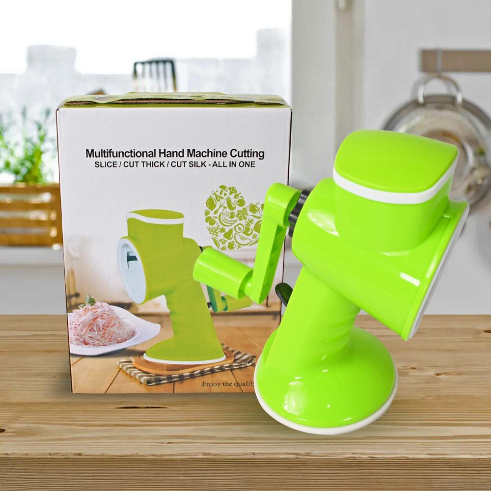 6 In 1 Multi Functional Vegetable Cutter & Slicer Hand Machine Cutting, Slice, Cut Thick, Cut Silk All In One Vegetable Chopper Cutter & Slicing Cutter Barrel - Vegetable Grater With 6 Removable Blades - Color: Mix