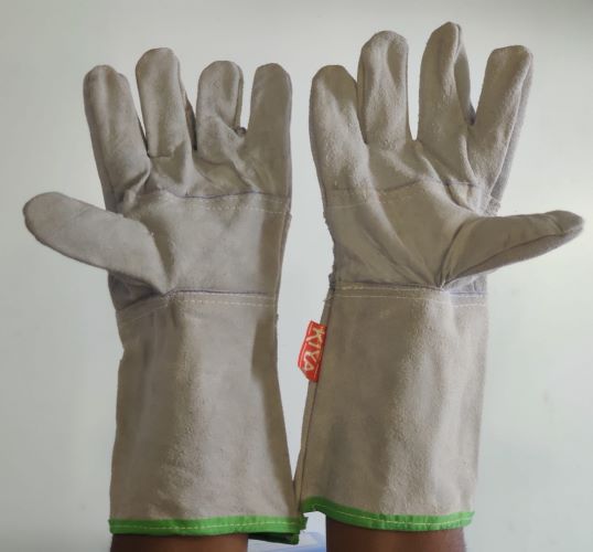 Grey Leather Hand Gloves