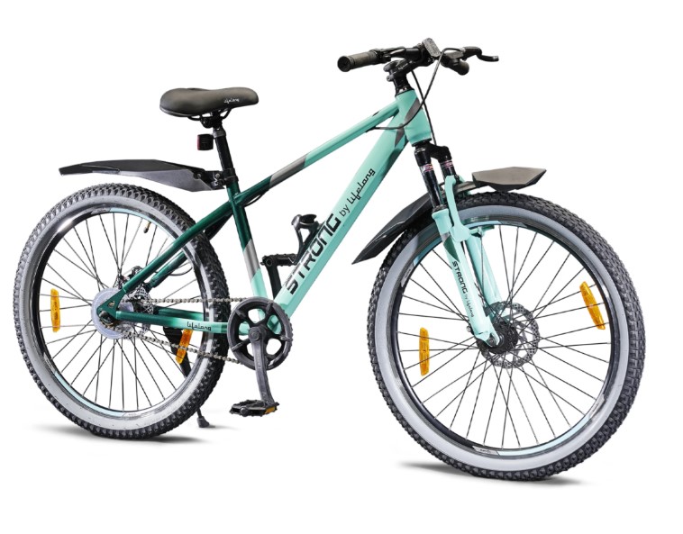 Lifelong Strong STRBC26 Bicycle for Men | Aluminium Stem| Steel Frame|Double Disc Brakes 26 T (inch) Mountain Cycle (Single Speed, Green, Rigid) STRBC26