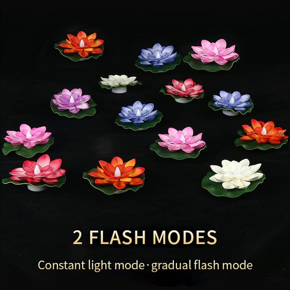 Water Floating Smokeless Candles & Lotus Flowers Sensor Led TeaLight (Pack of 6)