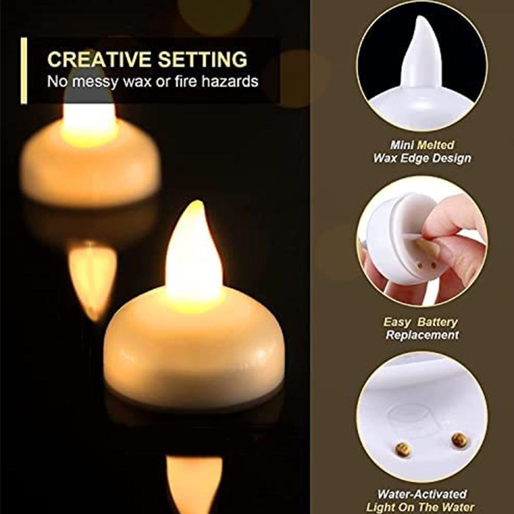 Floating Flameless Tea Light Candles  Battery Operated Set of 12 for Decor