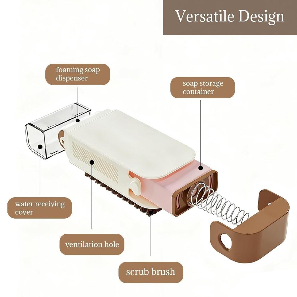 2 in 1 Cloth Washing Brush with Foaming Soap Box