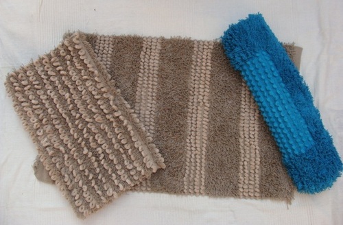 Blue And Brown Polyester Chenille Rugs