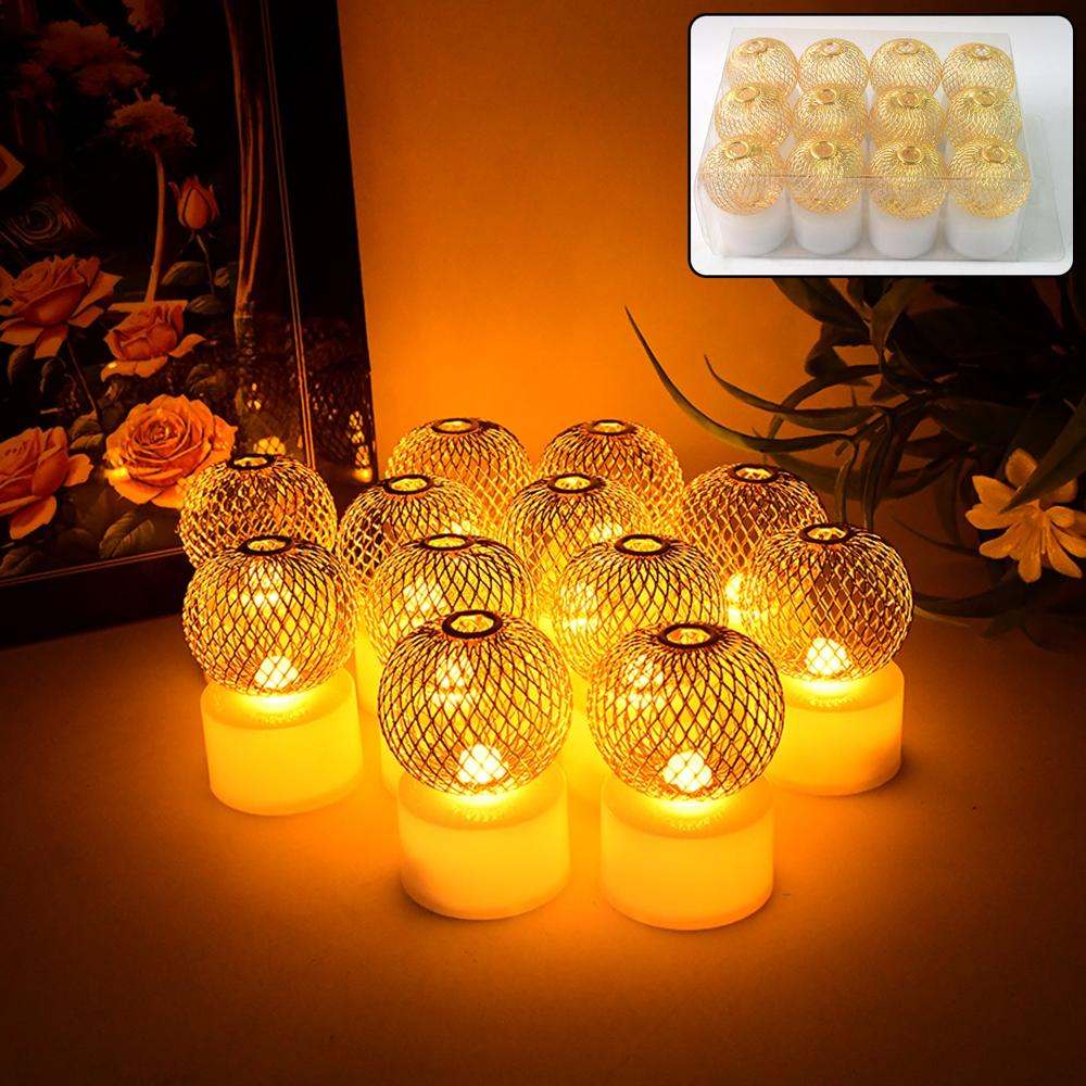 Led Ball Shaped Decorative Light With Mesh Cover (12 Pc / Set) - Color: Mix