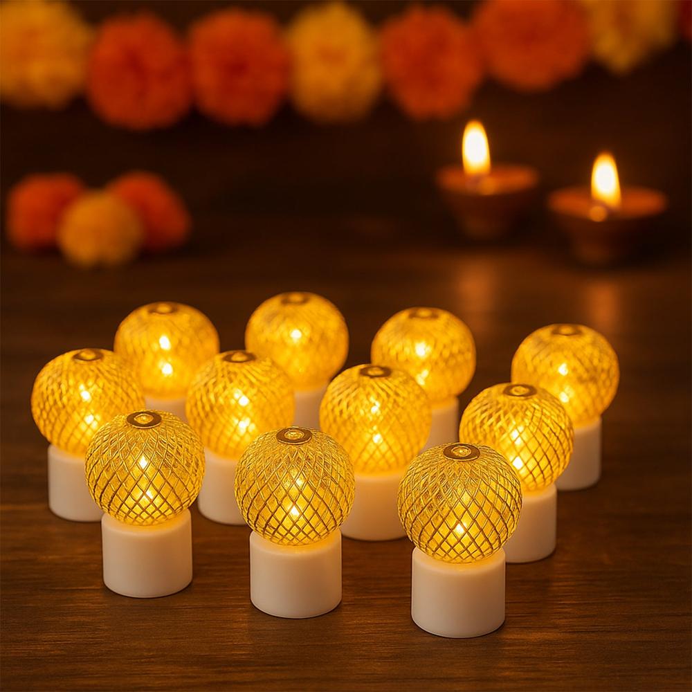 LED Ball Shaped Decorative Light with Mesh Cover (12 Pc / Set)