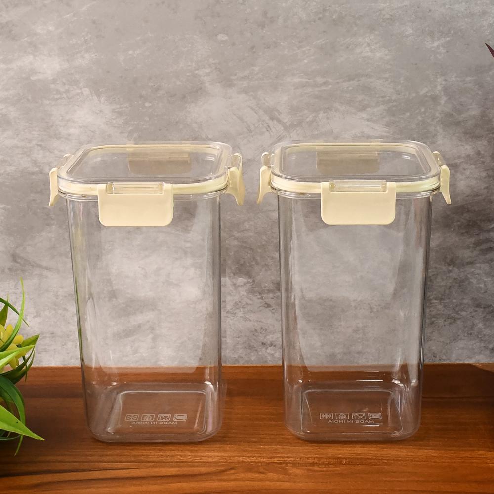 Apex Press N Lock Airtight Kitchen Storage Container Set (2Pc/1400Ml) Approx - Color: Mix