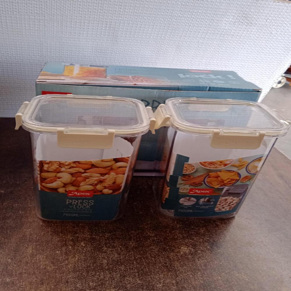 Apex Press N Lock Airtight Kitchen Storage Container Set (2Pc/1400ml) Approx