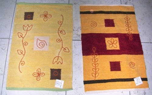 Yellow And Brown Silk Chenille Rugs