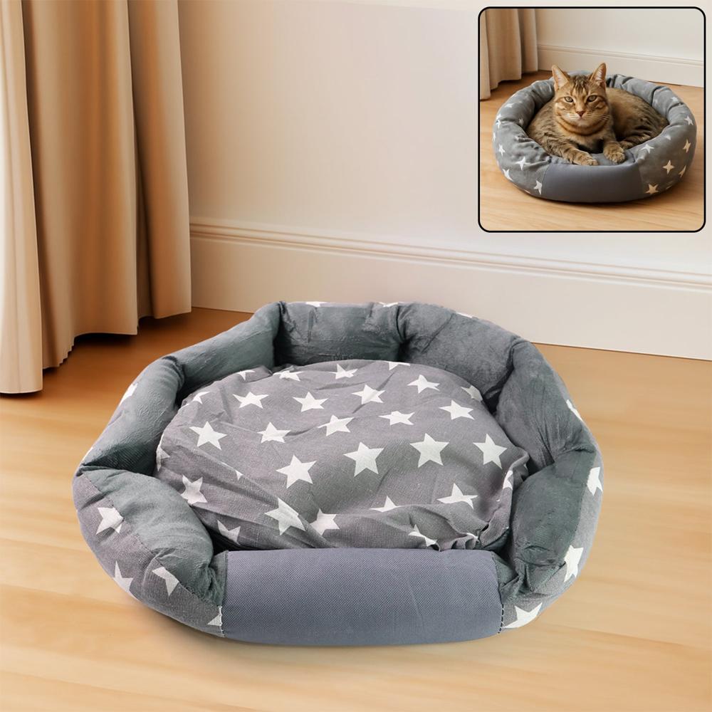 3Xl Extra-Large Star Pattern Round Pet Bed For Cats & Small Dogs - Color: Mix