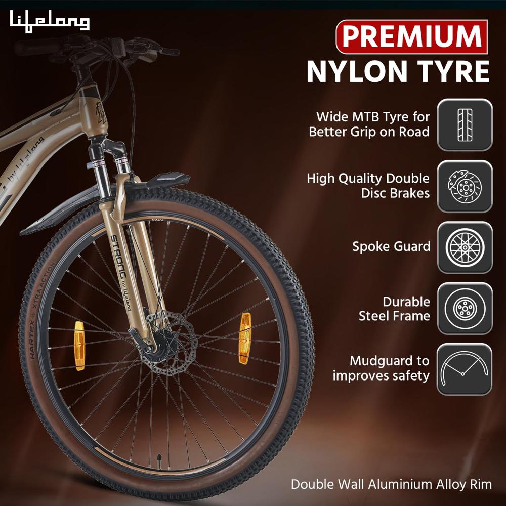 Lifelong Strong 29 Multi-Speed Cycle| Steel Frame, Threadless Alloy Stem | Shimano TY 300 RD Gear | Disc Brake | Cushioned STRBC29 