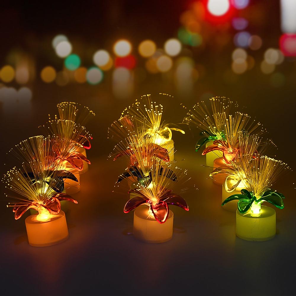 Pack Of 12 Mini Fiber Optic Led Table Centerpieces For Diwali - Color: Mix