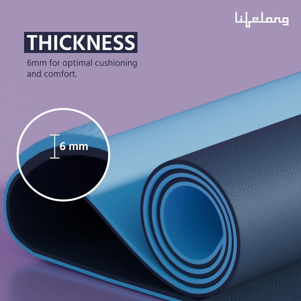 Lifelong Dual Color TPE Material Yoga Mat for Women & Men|6mm Anti-Slip Yoga Mat for Gym Workout Exercise Mat for LLYM111  