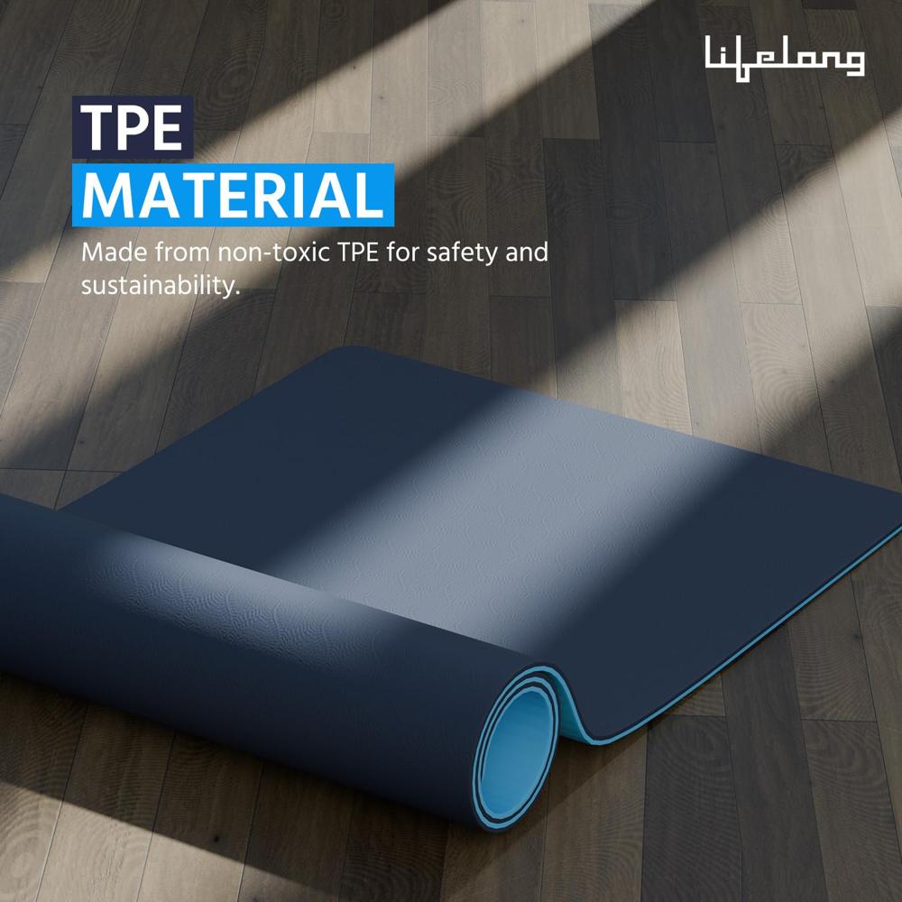 Lifelong Dual Color TPE Material Yoga Mat for Women & Men|6mm Anti-Slip Yoga Mat for Gym Workout Exercise Mat for LLYM111  