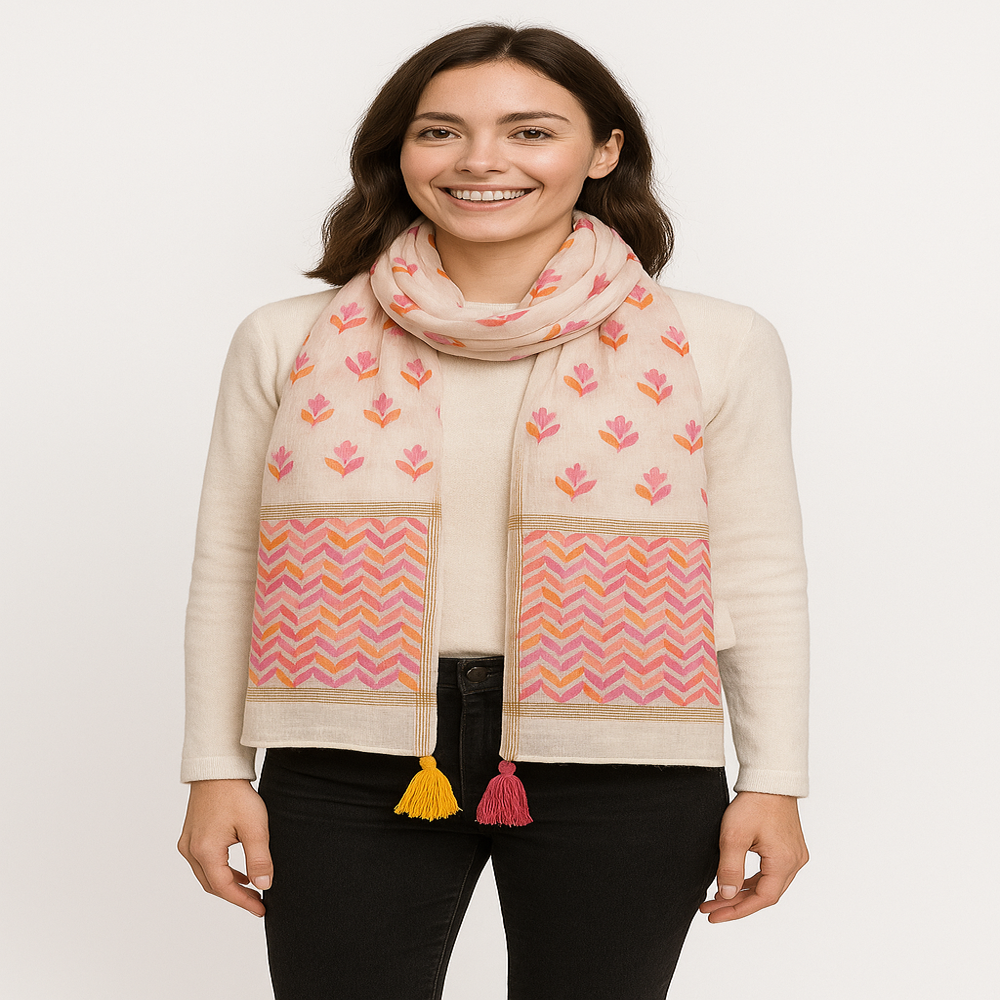 Cotton x Silk Printed Scarf