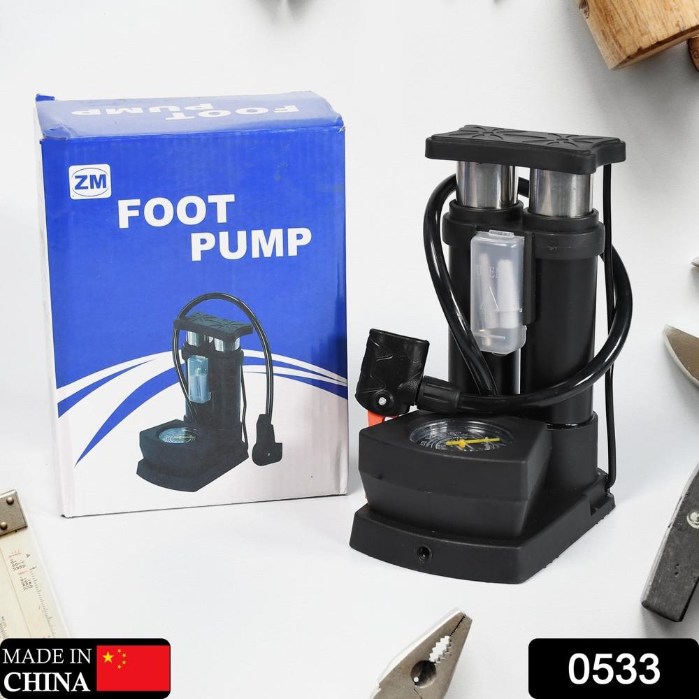 Portable Mini Bike Pump With Gauge - Color: Mix