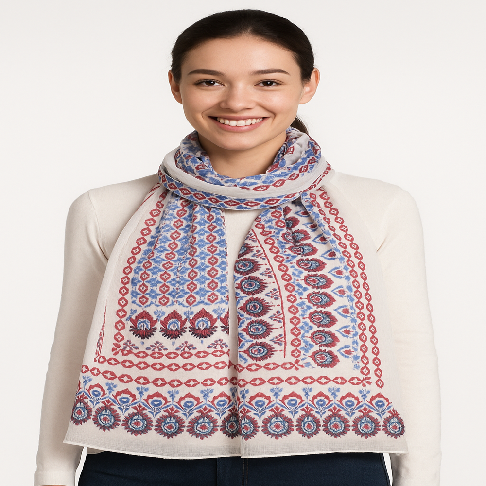 Cotton x Silk Printed Scarf