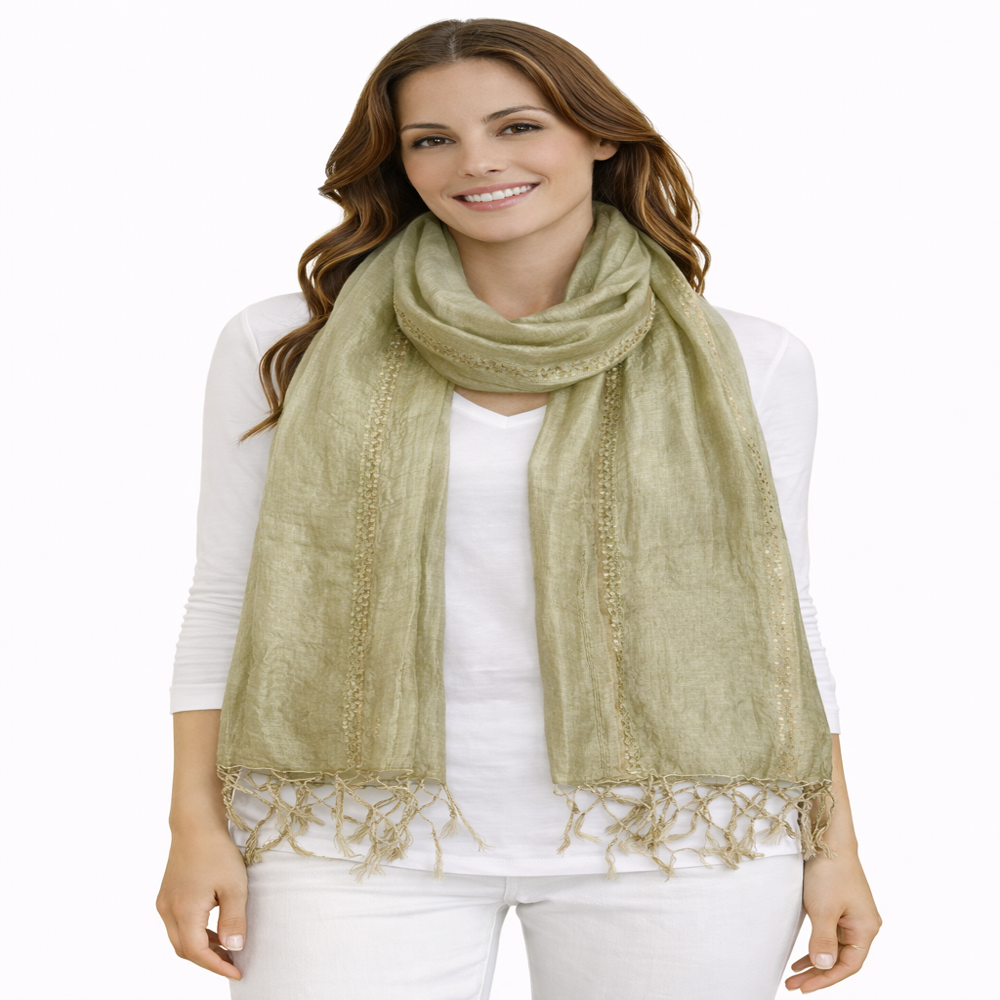 Embroidered Silk Scarf