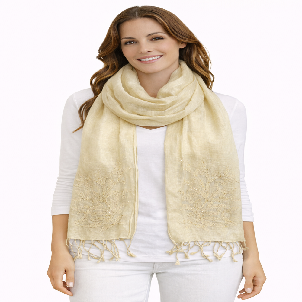 Embroidered Silk Scarf