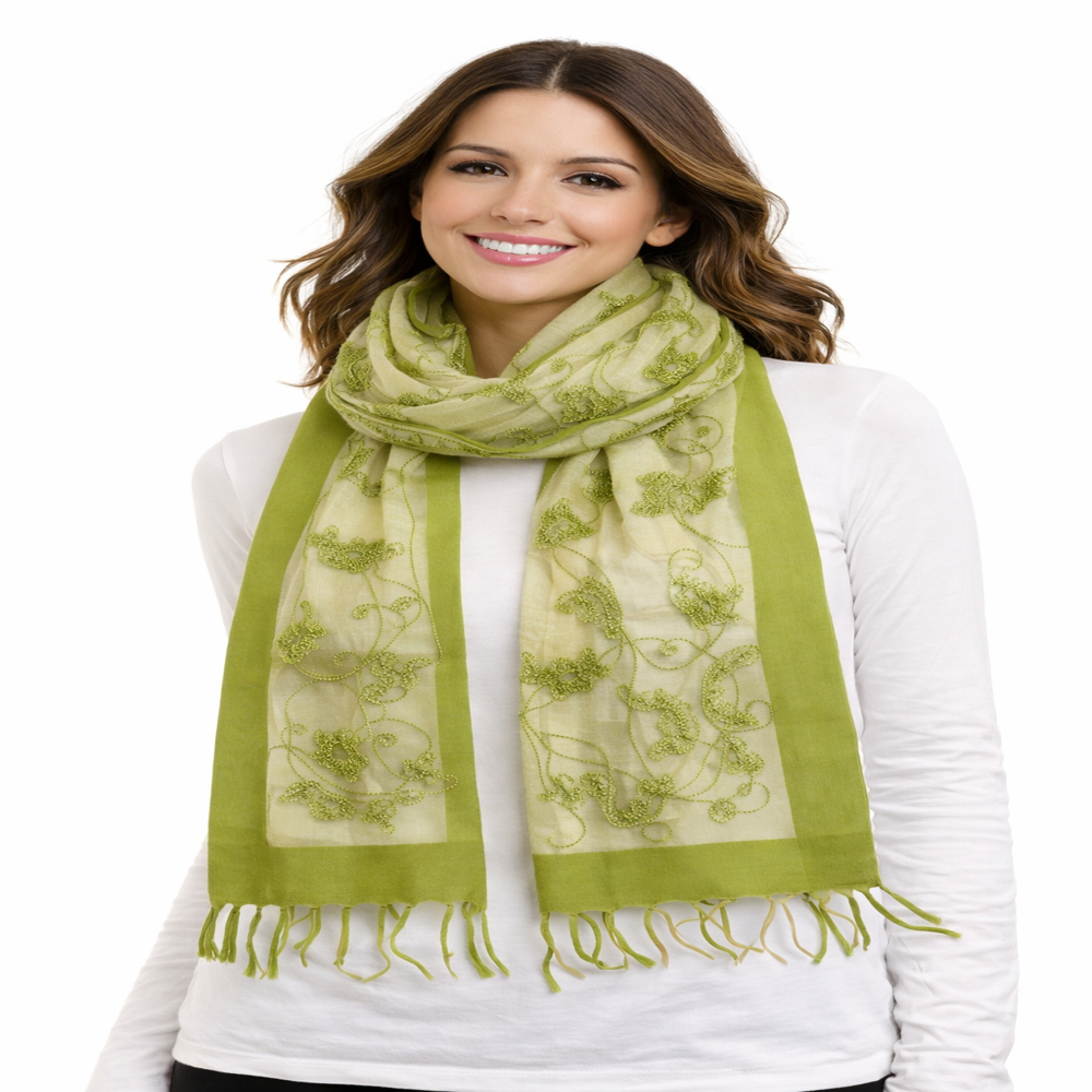 Embroidered Silk Scarf
