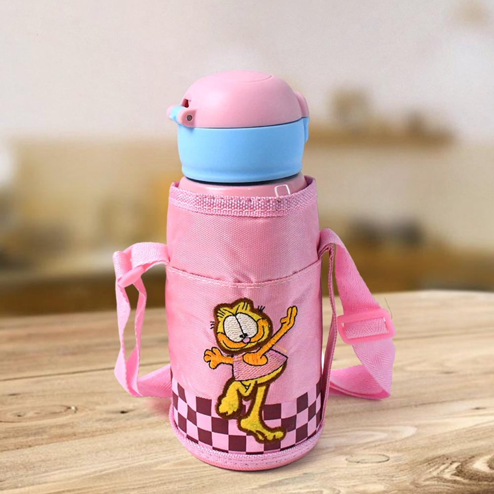 Thermos Steel Double Wall Vacuum Bottle With Cover & Strap 600Ml Approx - Color: Mix