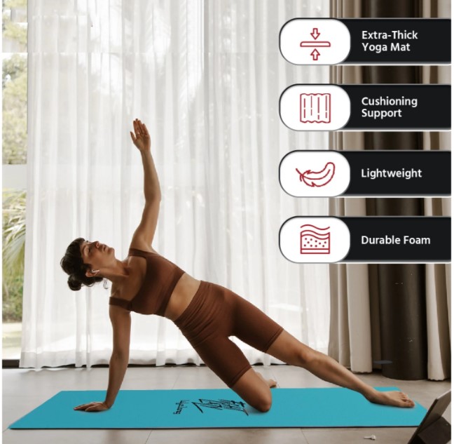 LLYM102 Lifelong Yoga mat for Women & Men EVA Material 10mm Sea Blue Anti Slip for Gym Workout