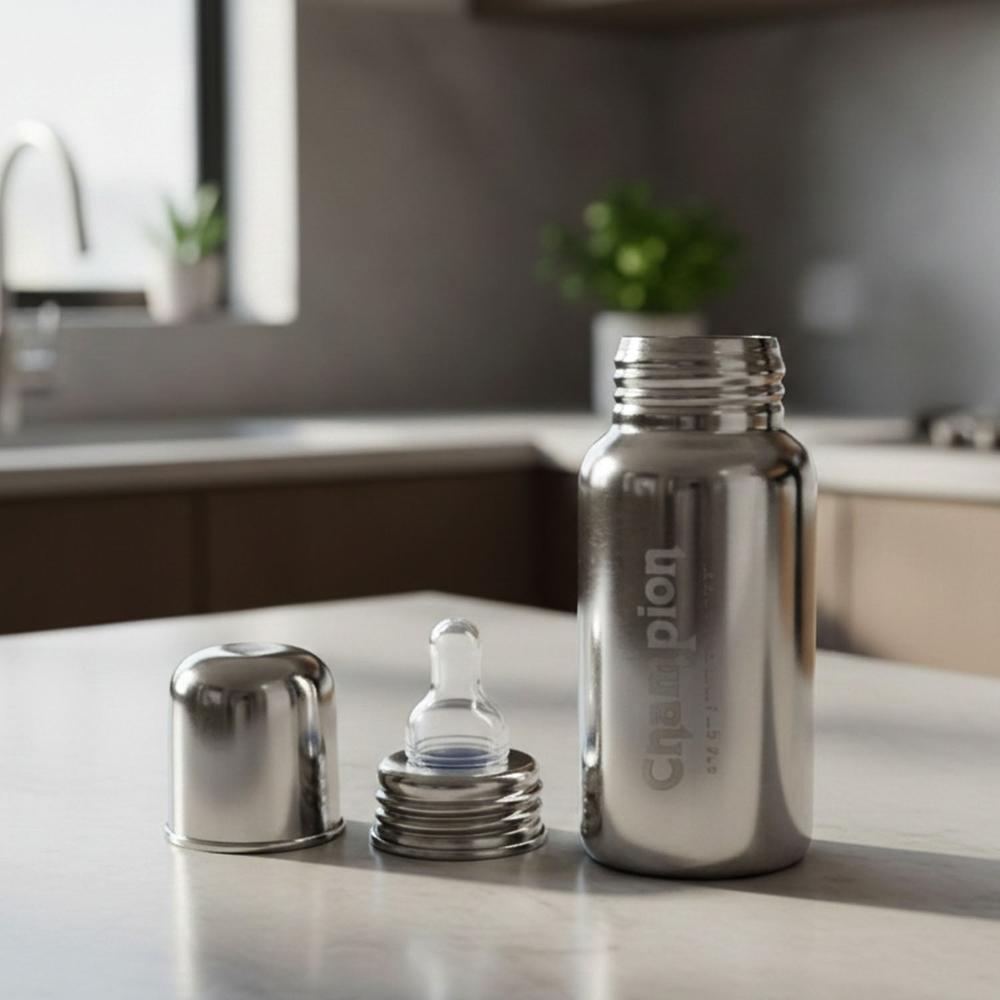 Stainless Steel Baby Feeding Bottle 200Ml - Color: Mix