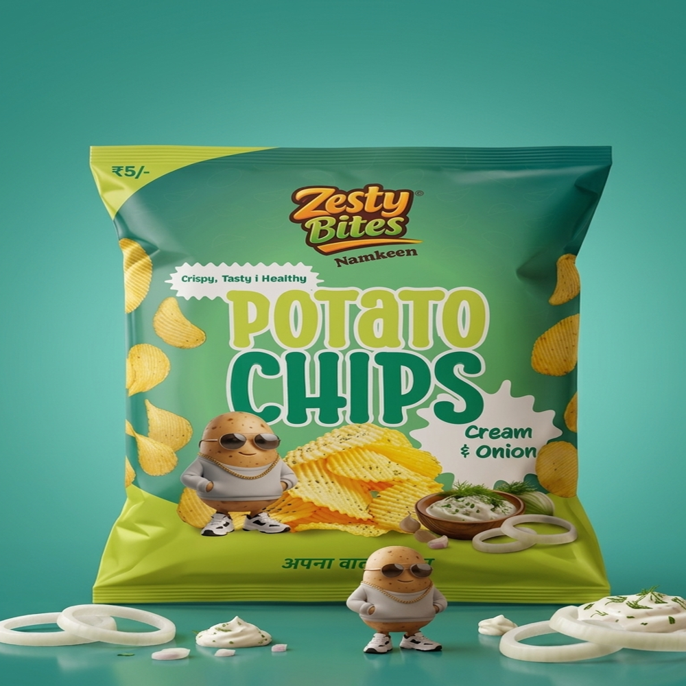 Zesty Bites Potato Chips Cream & Onion
