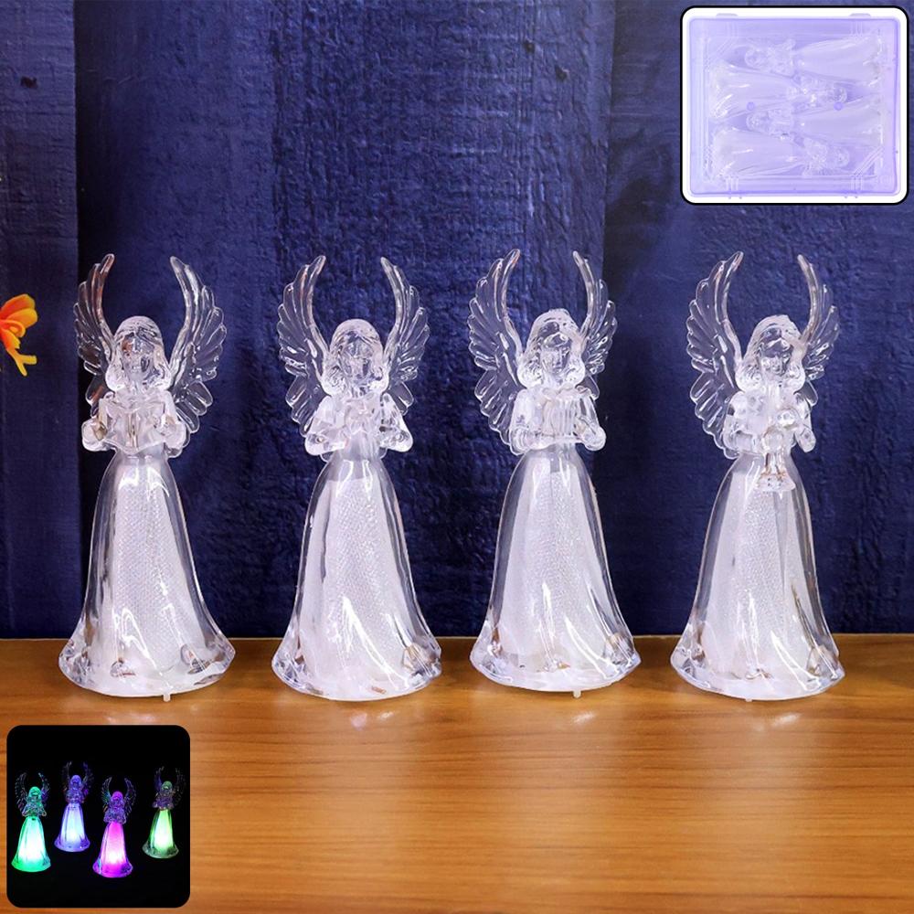 Battery Operated Led Angel Decorative Lights (4 Pc / Set) - Color: Mix
