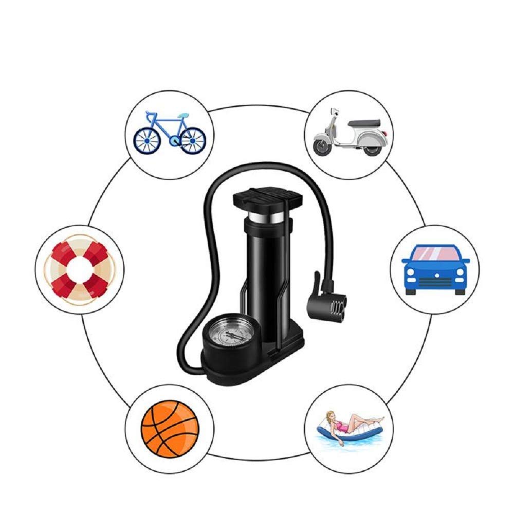 Lifelong Llbapm01 Bicycle Air Pump With Meter| Foot Activated Bicycle Pump (Black) - Color: Multicolor