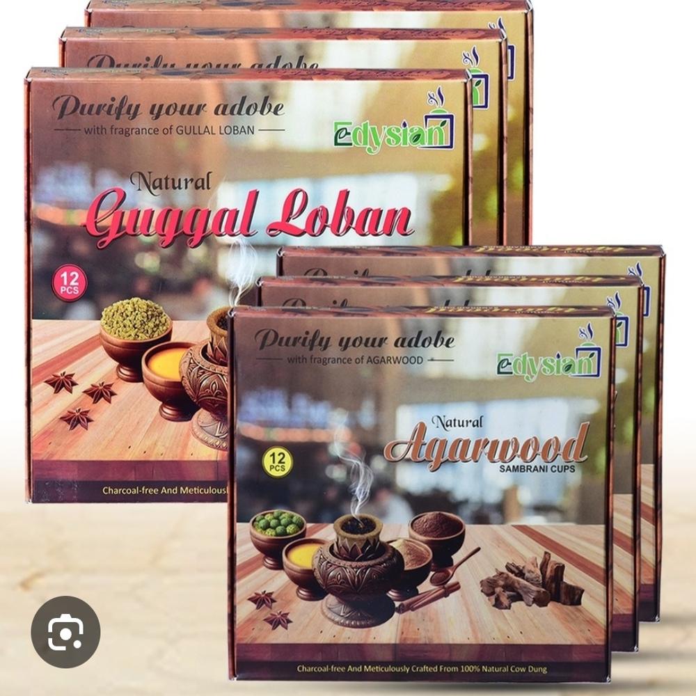 Agarwood And Guggal Loban Sambrani Dhoop Cups Combo Pack