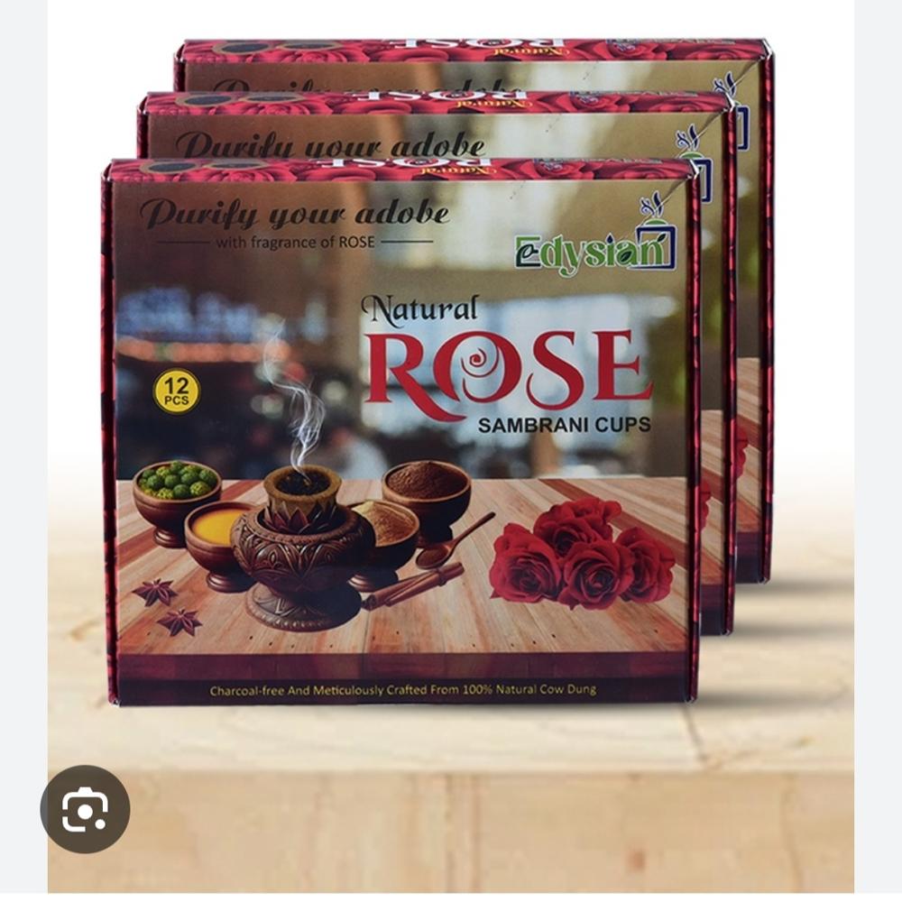 Natural Rose Sambrani Pooja Dhoop Cups