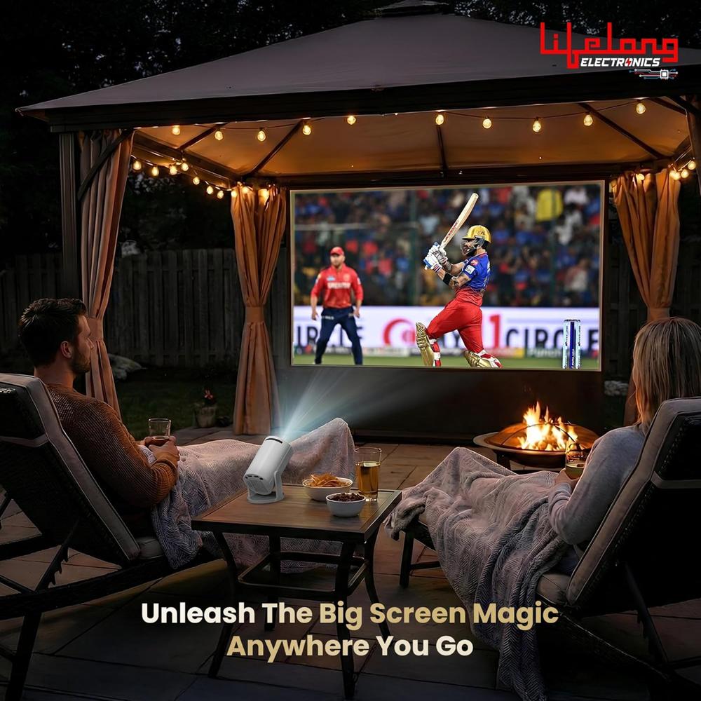 Lifelong Electronics Lightbeam Smart Projector | Android, 1080P& 4K Ultra Support, 3000 Lumens, 720p Native | for Room & Outdoors LLPJH20