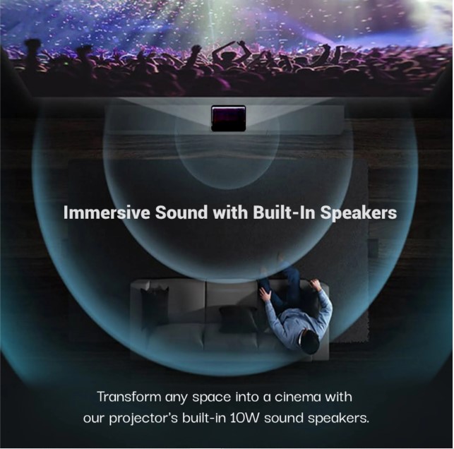 LLPJJV30 SmartStream Smart Projector, Android 9 with Built-in Smart Apps, Native 1080p Full HD 4K Support, 7000 Lumens, 2X Brightness, 10W Speaker, 200 Inch Display, Wi-Fi/Bluetooth