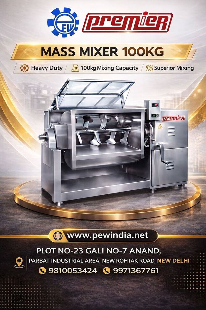 Mass Mixer - Stainless Steel Build, 2-5 Hp High Capacity Motor | User-friendly Design, Dual-directional Blades For Uniform Mixing