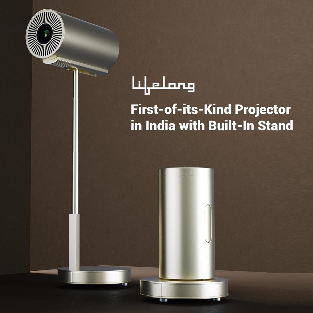 Lifelong Electronics Smart Projector with Adjustable Stand | Android, 1080P HD & 4K Ultra HD Support | 4500 Lumens, 720p Native | for Room & Outdoors 