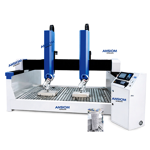 1.5KW 4-Axis -Tilting Spindle Double Head Stone CNC Machine