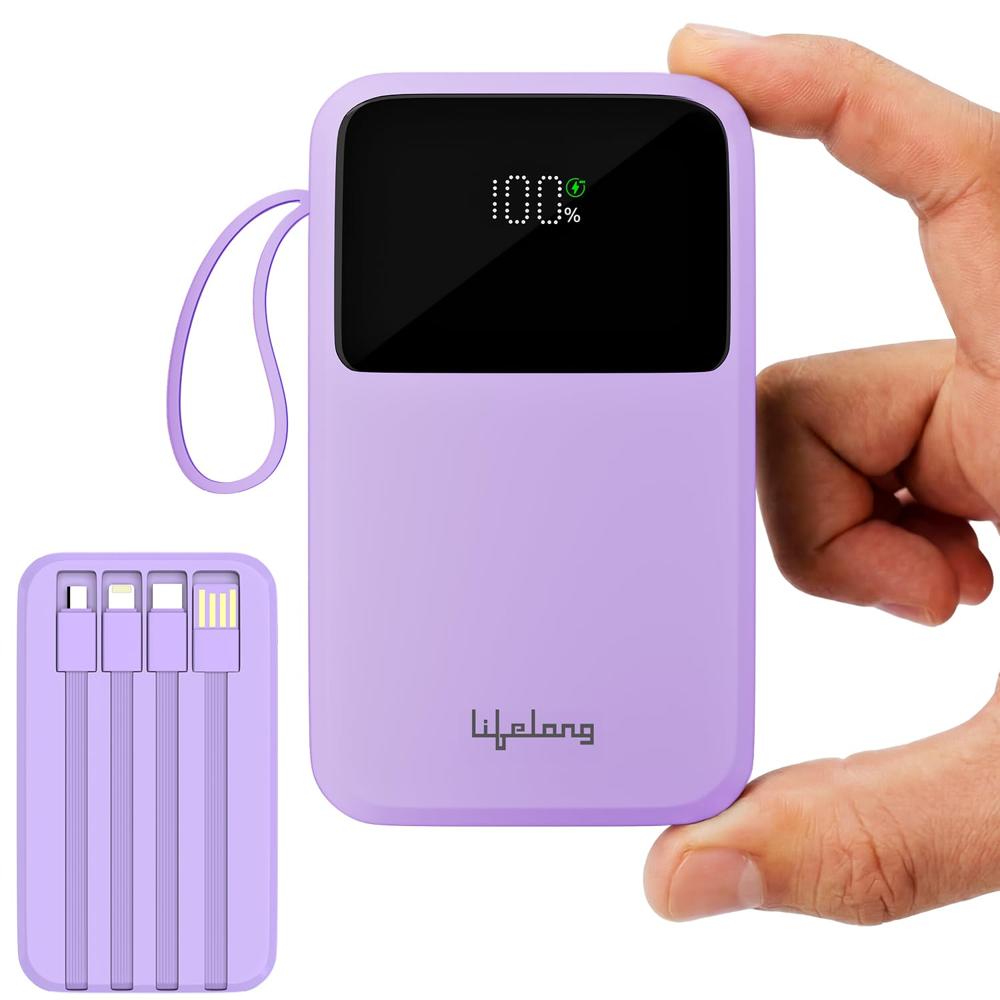 Lifelong Electronics 10000mAh 22.5W Fast Charging Power Bank | 3 Inputs (1 Built-in USB A Cable + 1 C + 1 Lightning Port) & 6 Outputs (3 Built-in Cables + 1 C + 2 A Port) | Small Pocket Size Powerbank  LLPBVA11