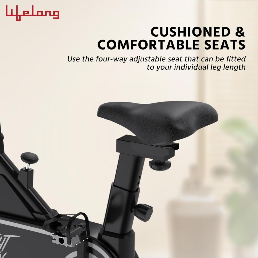 Lifelong Fit Pro Spin Fitness Bike with 7Kg Flywheel, Adjustable Resistance & Heart Rate Sensor for Fitness at Home LLSBB50