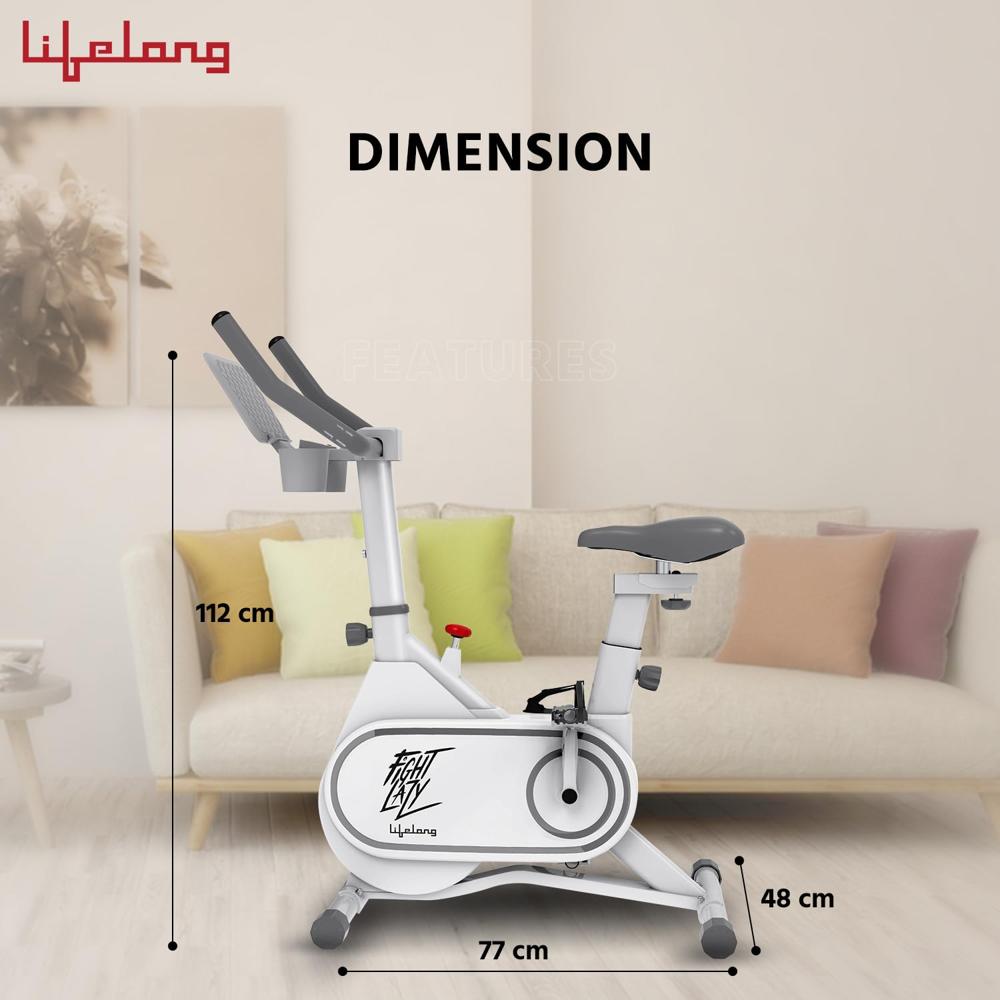 Lifelong Fit Pro Spin Fitness Bike with 7Kg Flywheel, Adjustable Resistance & Heart Rate Sensor for  LLSBB49