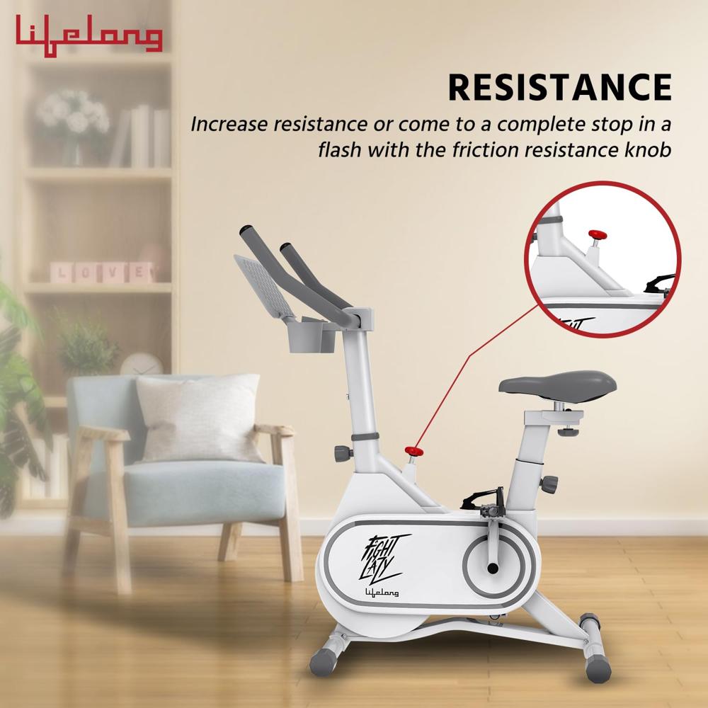 Lifelong Fit Pro Spin Fitness Bike with 7Kg Flywheel, Adjustable Resistance & Heart Rate Sensor for  LLSBB49