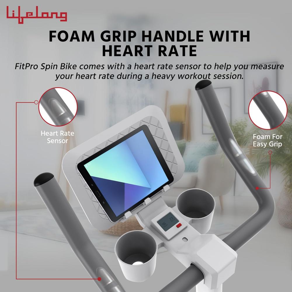 Lifelong Fit Pro Spin Fitness Bike with 7Kg Flywheel, Adjustable Resistance & Heart Rate Sensor for  LLSBB49
