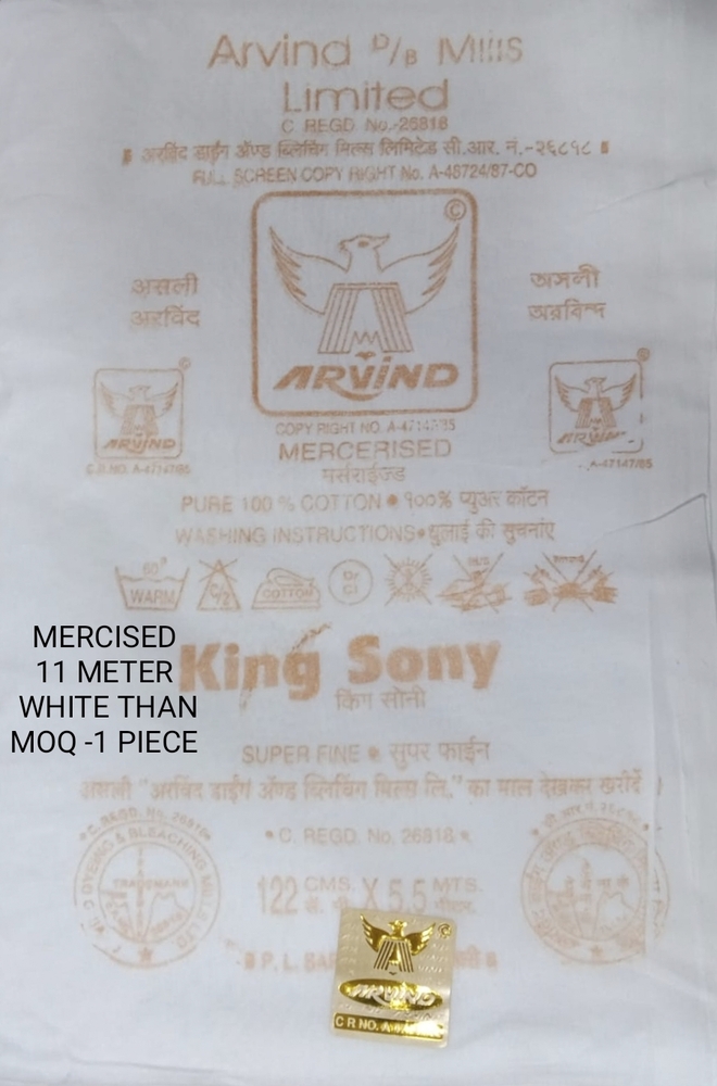 Mercised 11mtr White Than Moq 1Piece Cotton Dhoti