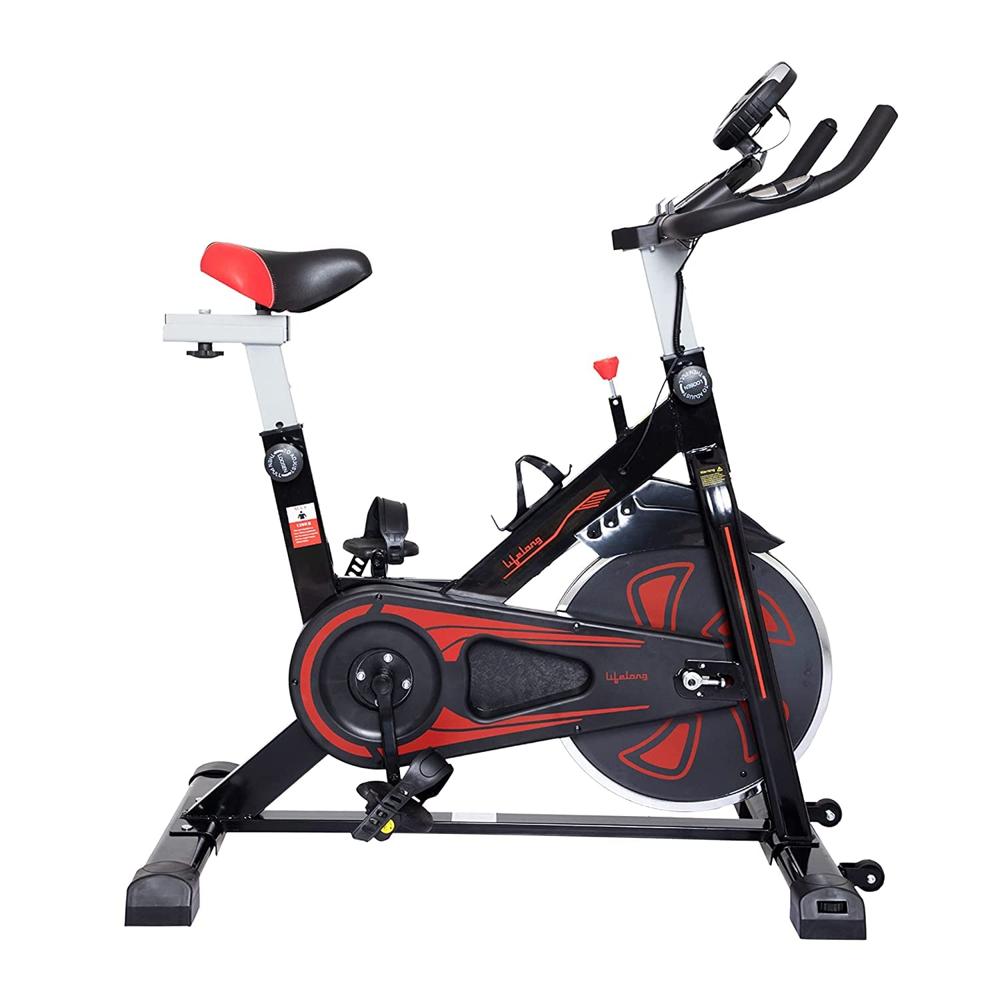Lifelong Fit Pro Spin Fitness Bike with 6Kg Flywheel, Adjustable Resistance, LCD Monitor and Heart Rate Sensor for Fitness at Home; Home Workouts  LLF45