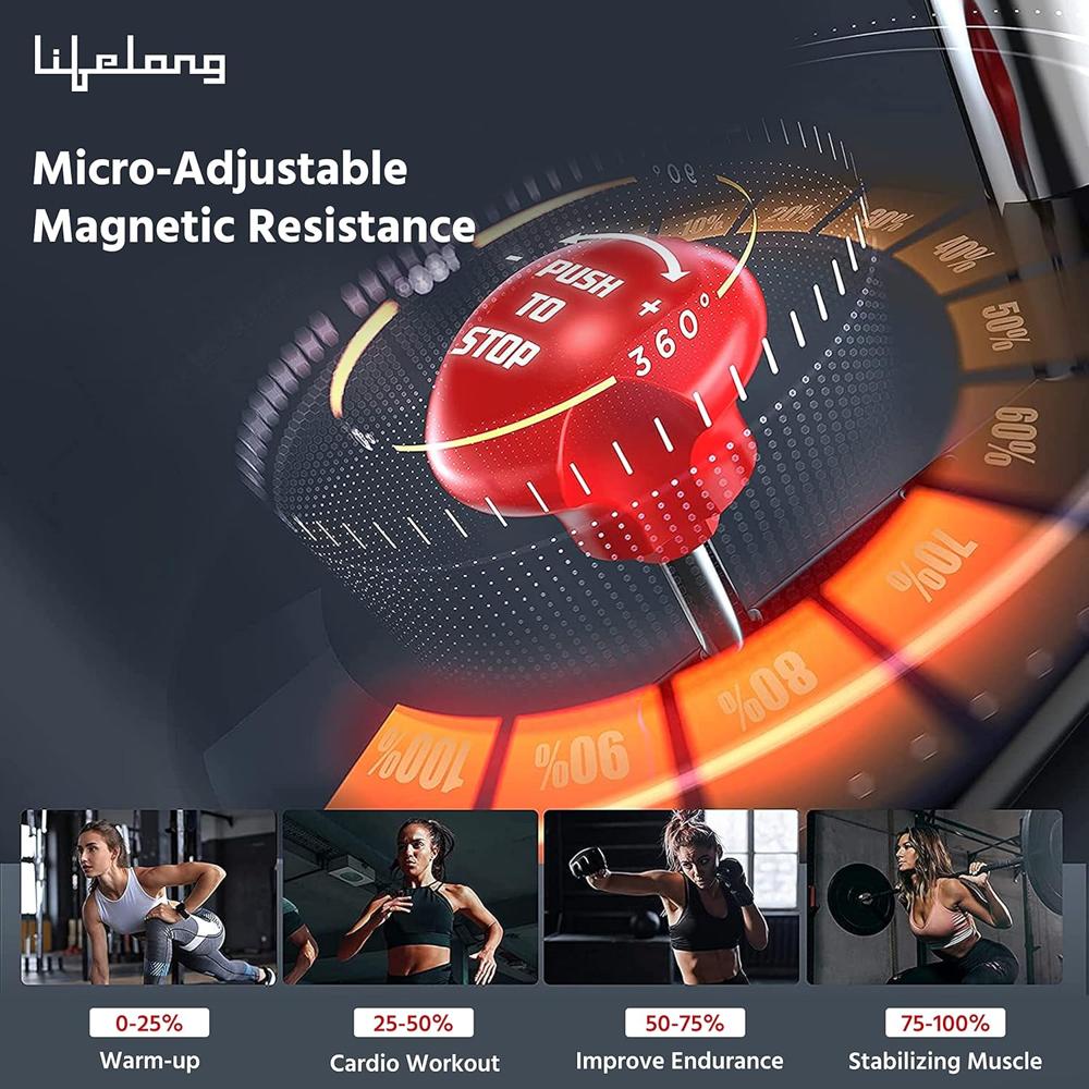 Lifelong Fit Pro Spin Fitness Bike with 6Kg Flywheel, Adjustable Resistance, LCD Monitor and Heart Rate Sensor for Fitness at Home; Home Workouts  LLF45