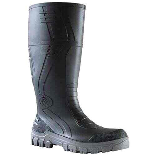 Black Leather Steel Toe Gumboot