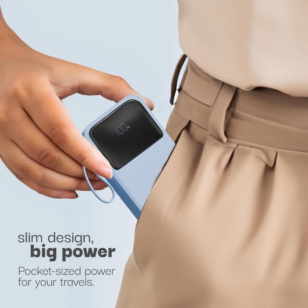Lifelong Electronics 10000mAh 22.5W Fast Charging Power Bank | 3 Inputs (1 Built-in USB A Cable + LLPBVA10