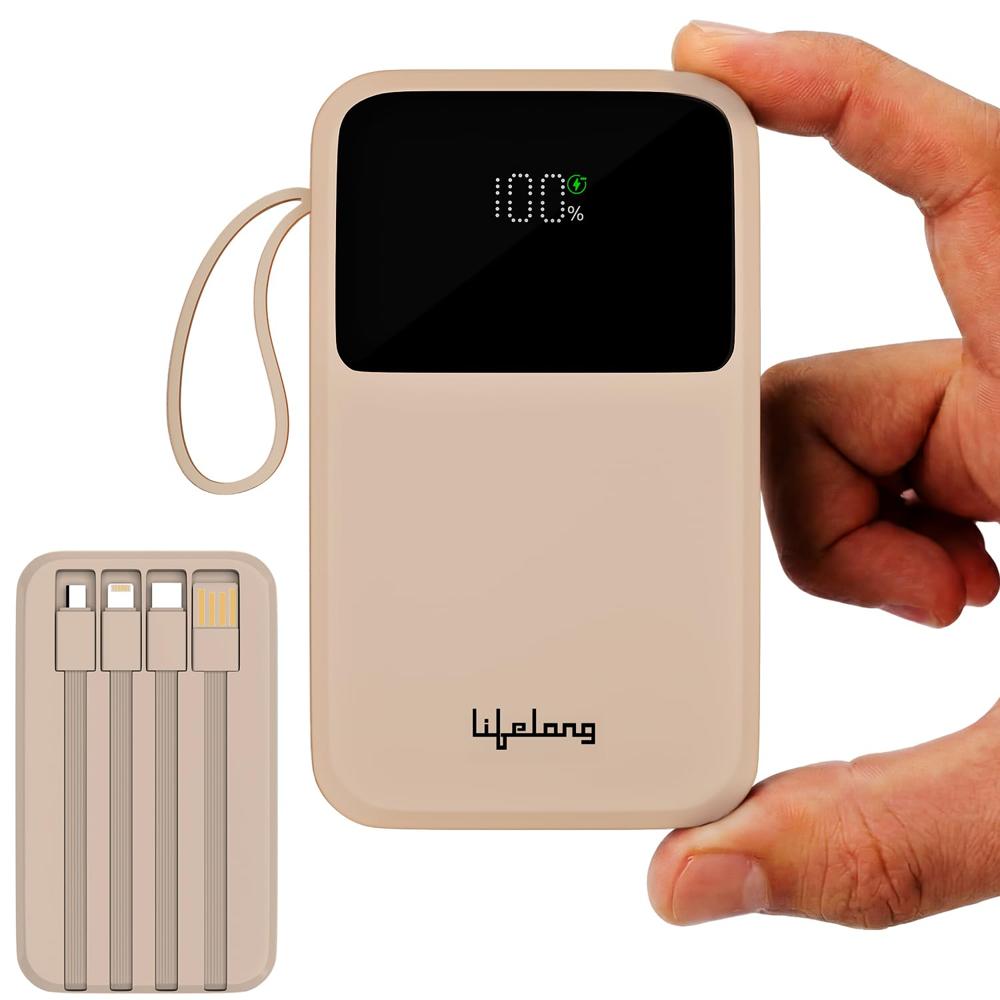 Lifelong Electronics 10000mAh 22.5W Fast Charging Power Bank | 3 Inputs (1 Built-in USB A Cable + 1 C + 1 Lightning Port LLPBVA13