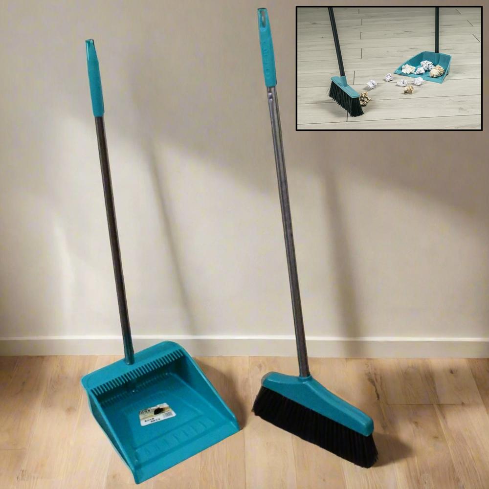 Long Handle Dustpan And Brush 2 Piece Set For Sweeping Cleaning Home Office, Supdi - Color: Mix